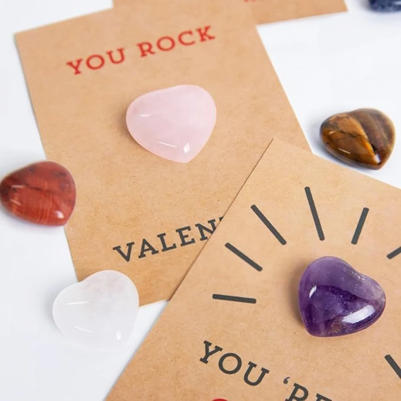 20CB 12/24/36 Uds. Tarjeta felicitación del Día Valentín con piedras en forma corazón, tarjetas Valentín