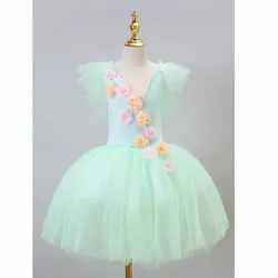 Children Long Ballet Dress Flower Girl Ballerina Costume Performance Dance Belly Dress Professional Swan Lake Fluffy Tutu Skirt