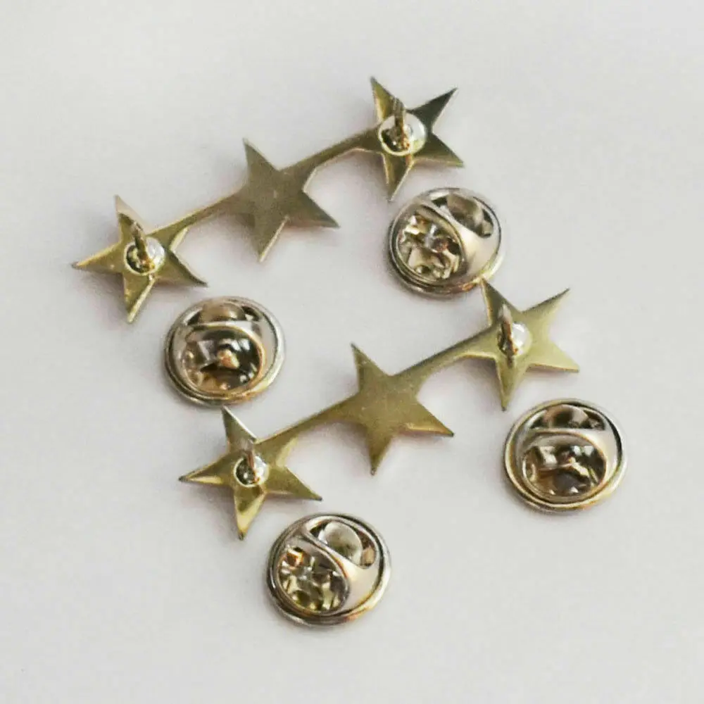 WW2 زوج من الضابط الأمريكي 3 نجوم شارات المرتبة العامة الصغيرة دبوس شارة عسكرية فضية إعادة تمثيل