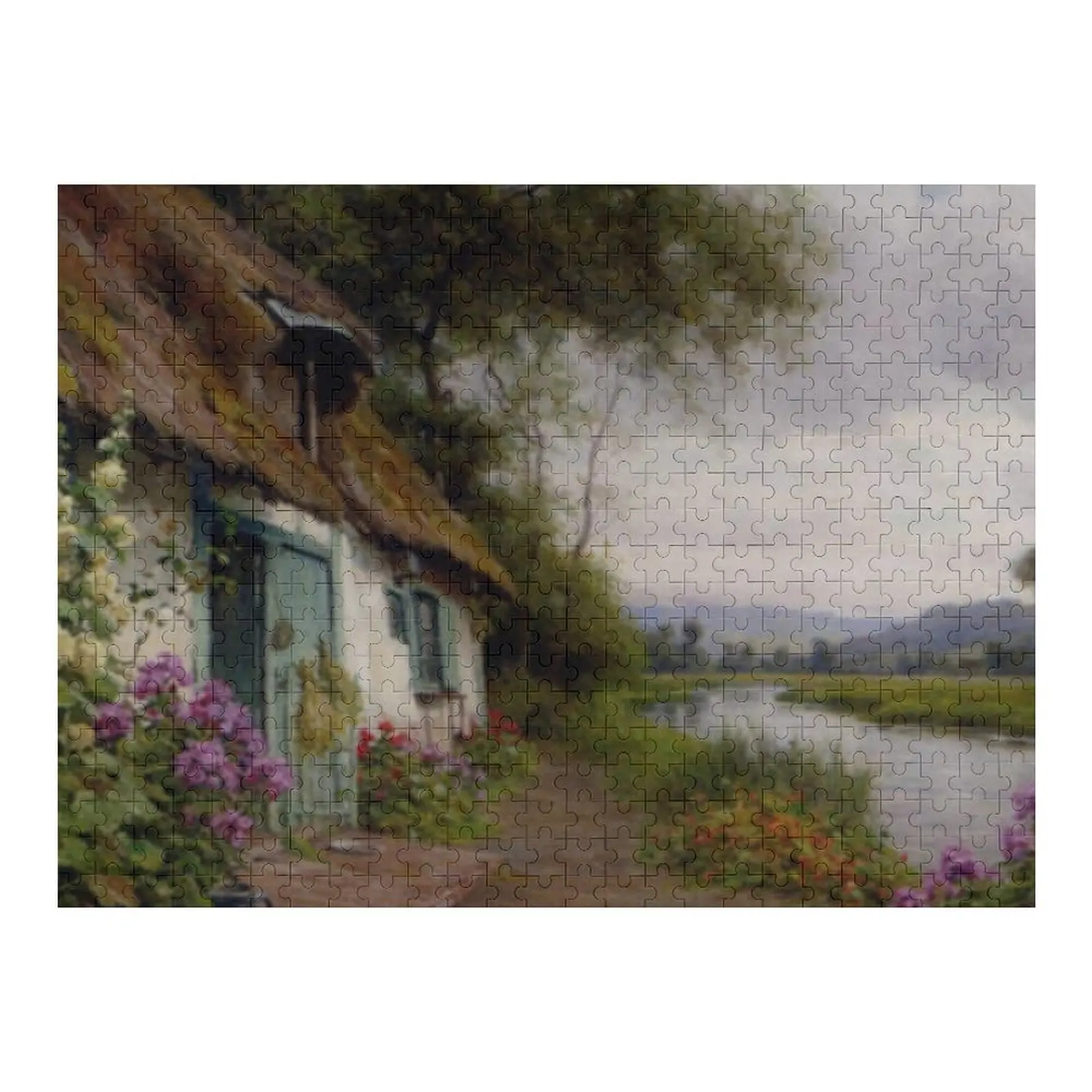 A Riverside Cottage - 루이스 애스턴 나이트 리버사이드 코티지 아트웍 직소 퍼즐 직소 맞춤형 게임 어린이 퍼즐