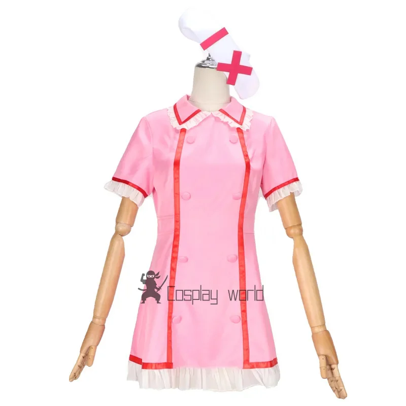 Anime Vocaloid Miku Cosplay vestido de enfermera rosa uniforme de mujer con sombrero calcetines disfraces de fiesta de Halloween