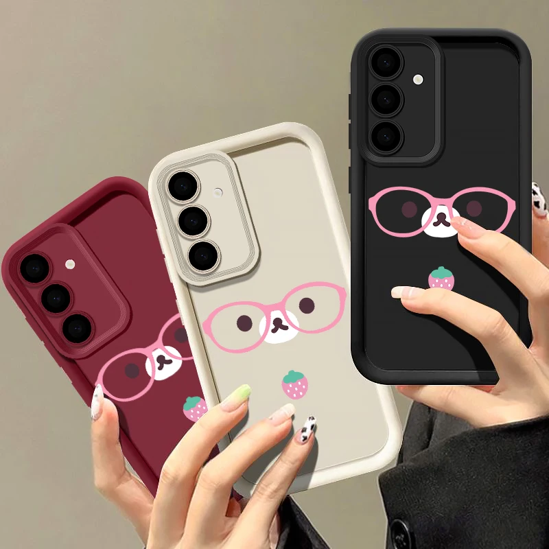 Cute Bear Pattern Phone Case For Samsung Galaxy A18 A57 A37 A27 A56 A16 A17 A55 A54 A26 A36 S26 FE S25 S24 S23 Ultra Soft Cover