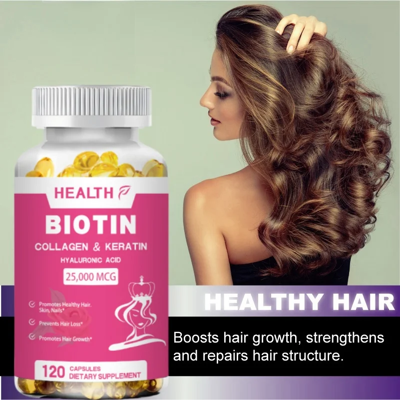 Super Collagen Protein, Containing Vitamin C and Biotin, Skin, Hair And Nail Supplements, Containing Antioxidants, 120 Capsules