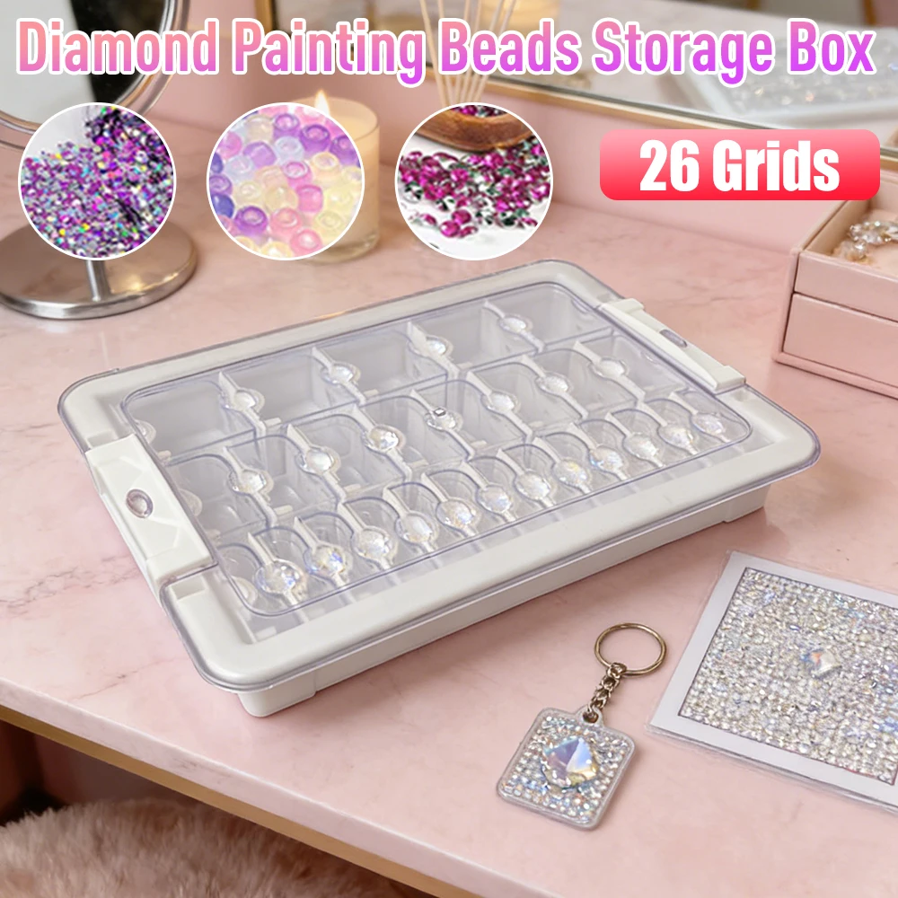 

26 сеток, прозрачная коробка для алмазной живописи, прозрачный чехол для хранения бисера с вышивкой для алмазных точек, органайзер для рукоделия «сделай сам»