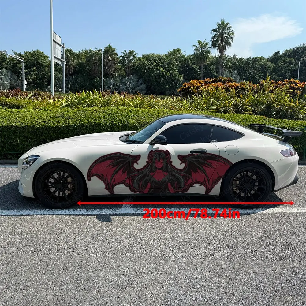 2pcs Girl Devil Car Sticker Full Body Decal Decoration Scratches Protect Car Sticker Waterproof Car Vinyl Wraps