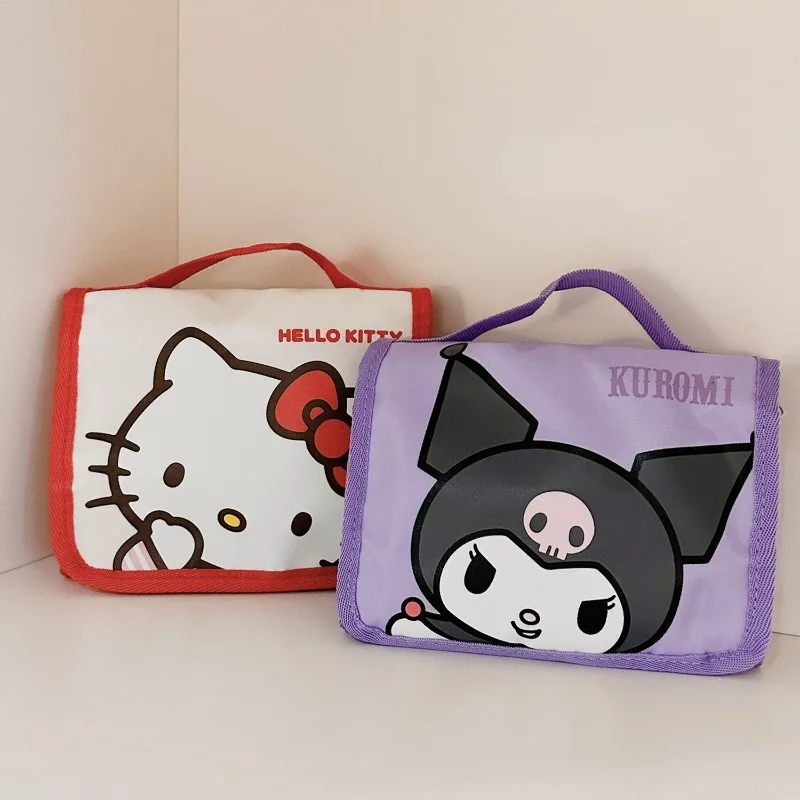 Sanrio uroczy kreskówkowy Hello kitty Moja melodia Kuromi Cinnamoroll Japońska, przenośna, warstwowa kosmetyczka o wysokiej wartości