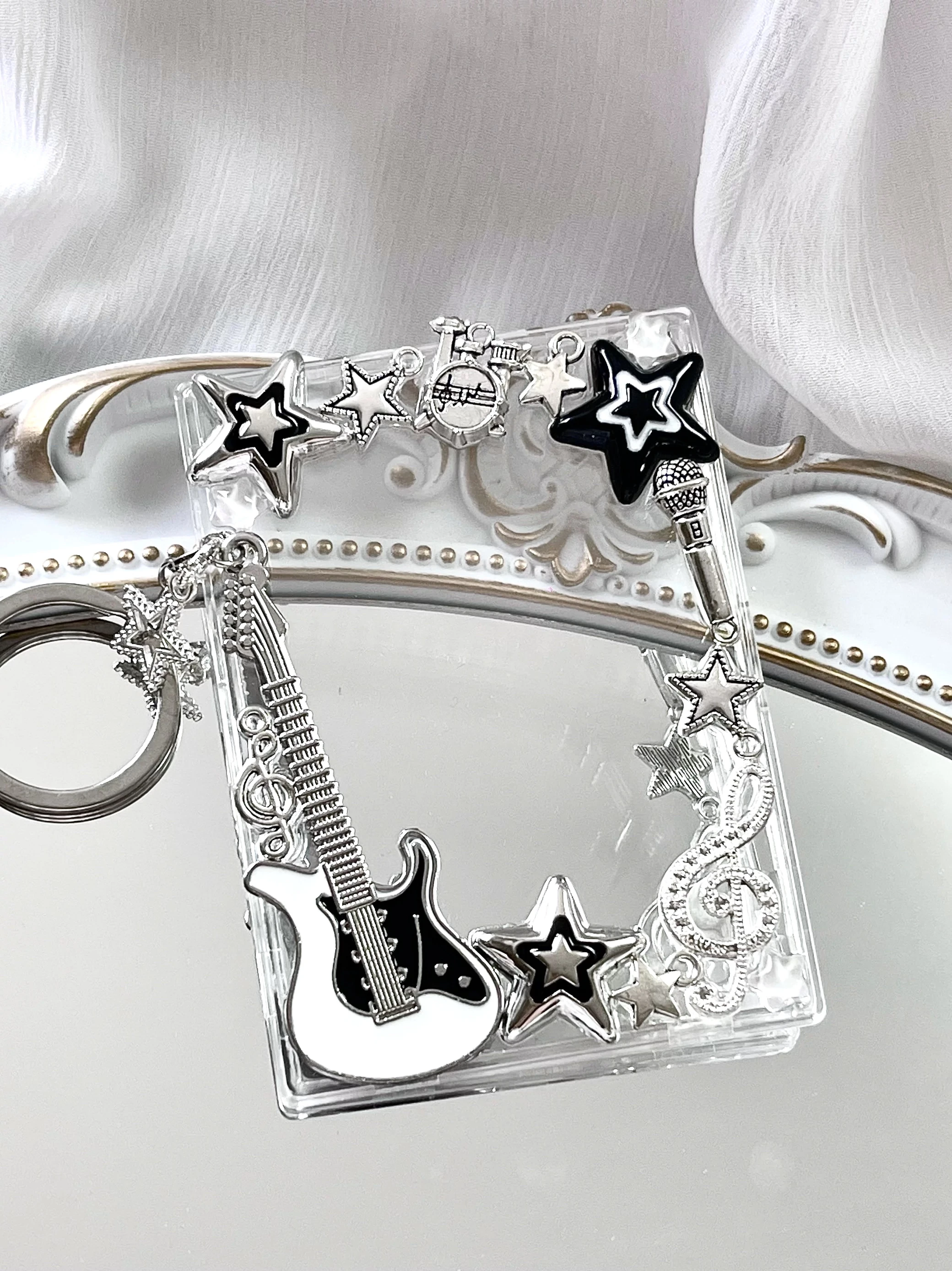 Rockstar-funda para selección de guitarra, llavero de Metal Punk Vintage, tarjetero estético, marco de colección Idol para tarjetas fotográficas de K-pop