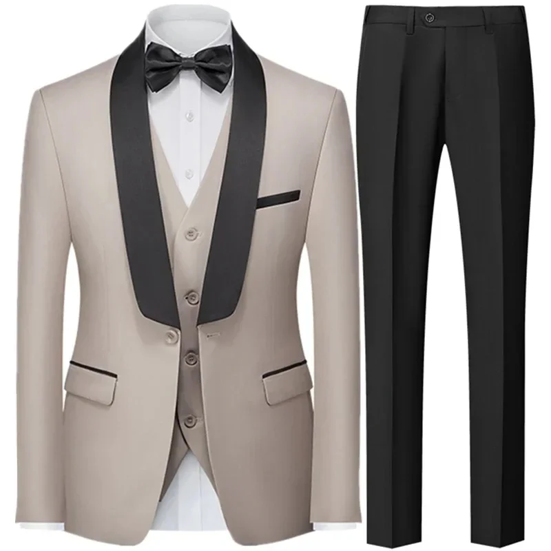 

kx132 Set Jacket Vest Pants / Male Business Gentleman High End Custom Dress Blazers Coat M-5XL