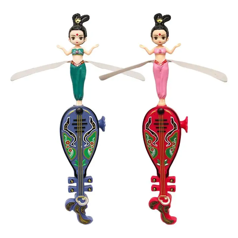 Flying Helicopter Toy 2 Pieces Flying Disc Fairy Spinner Toy Flying Spinner Toy Flying Pull String Toys For Birthdays Holidays