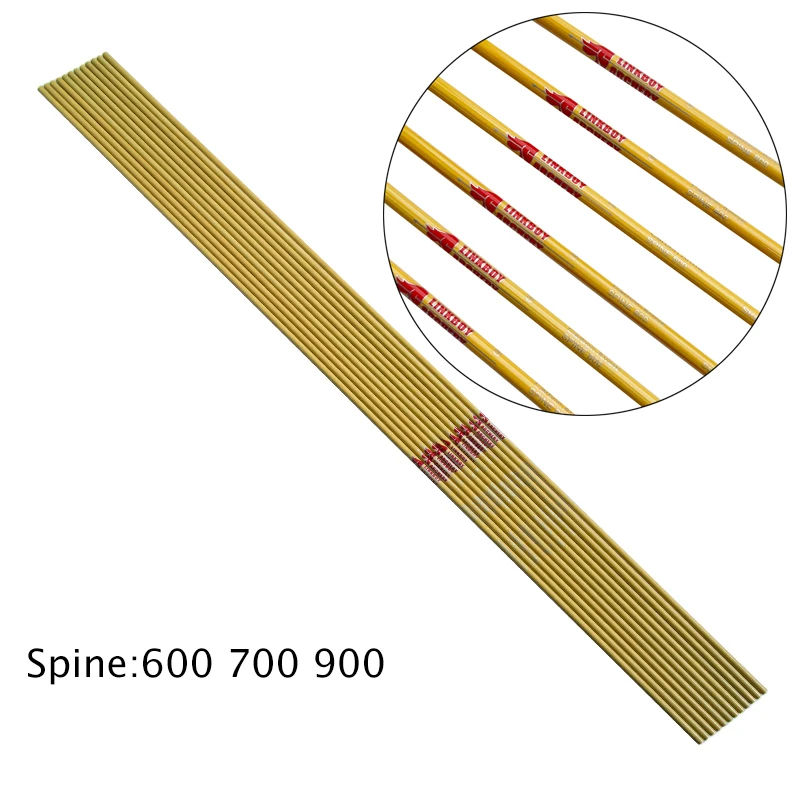 12PCS Linkboy Archery Bamboo Skin Carbon Arrow Shaft 30/32'' ID4.2 SP600 700 900 Recurve Bow Longbow Shooting