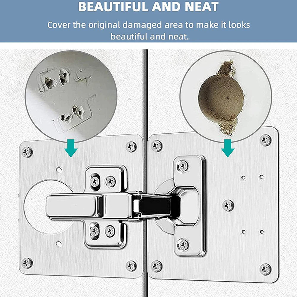 

Cabinet Tool Hinge Repair Plate Drawer Rust Resistant Stainless Steel 90*90mm/3.5*3.5in Attractive High Quality