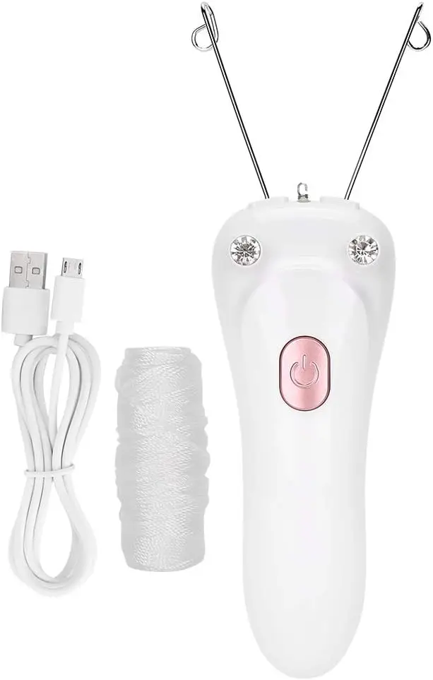 

Electric Threading Epilator USB Hair Remover with Cotton Thread Roll - Pink