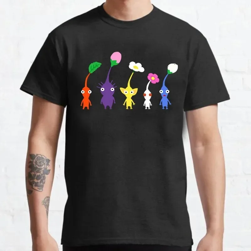 Kawaii Pikmin T Shirt Men Funny TShirt Harajuku Cute Cartoon Graphic Tshirts Summer Breathable Comfortable Tee Ropa Hombre