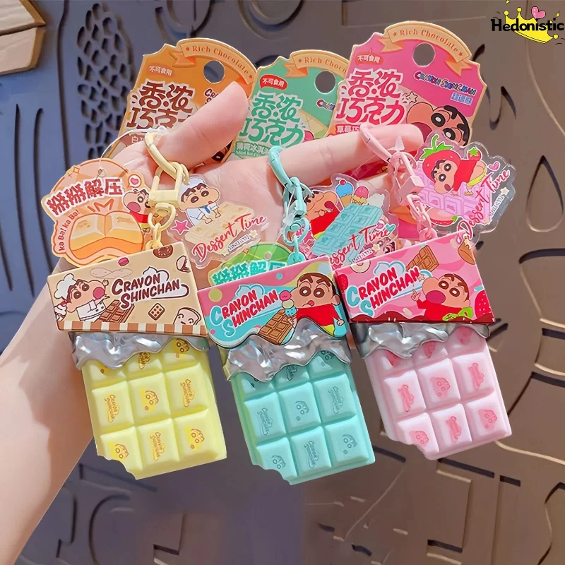 

Shin-Chan Rich Chocolate Keychain Cartoon Character Stress Relief Toy Cute Backpack Wallet Key Car Decoration Acg Pendant Gift