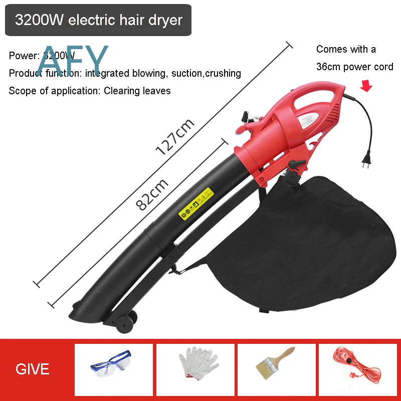 3200W High-Power Snow Blower for Electric Leaf Blower Vacuum Crusher for Yard Cleaning Lawn Care Garden Tools Outdoor Debris