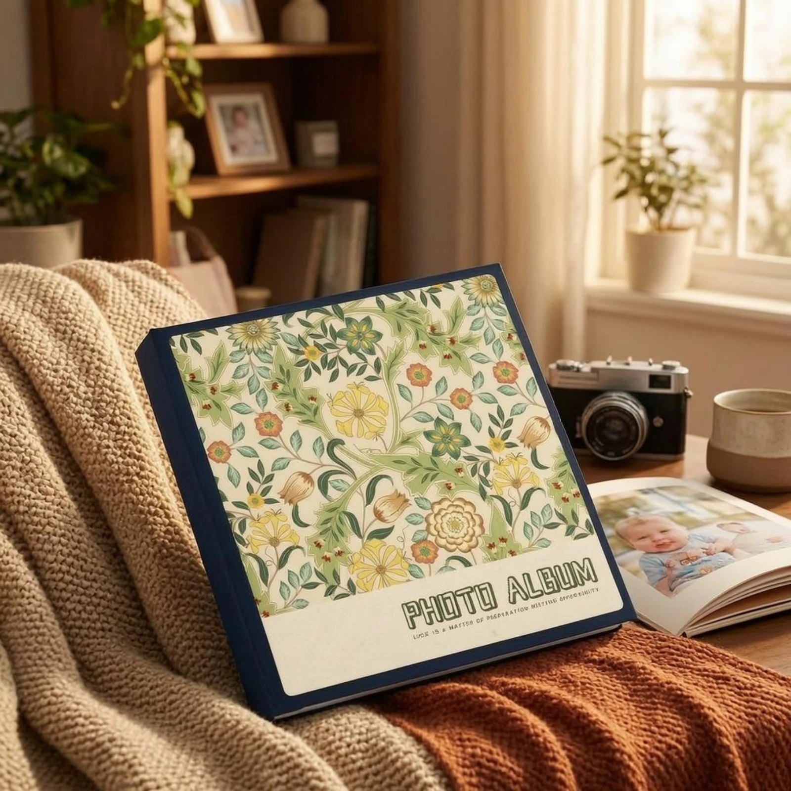 Hard Cover Photo Album Protective Decorative Floral Album Photo 10x15 Large Memory Book for Home Photo Storage