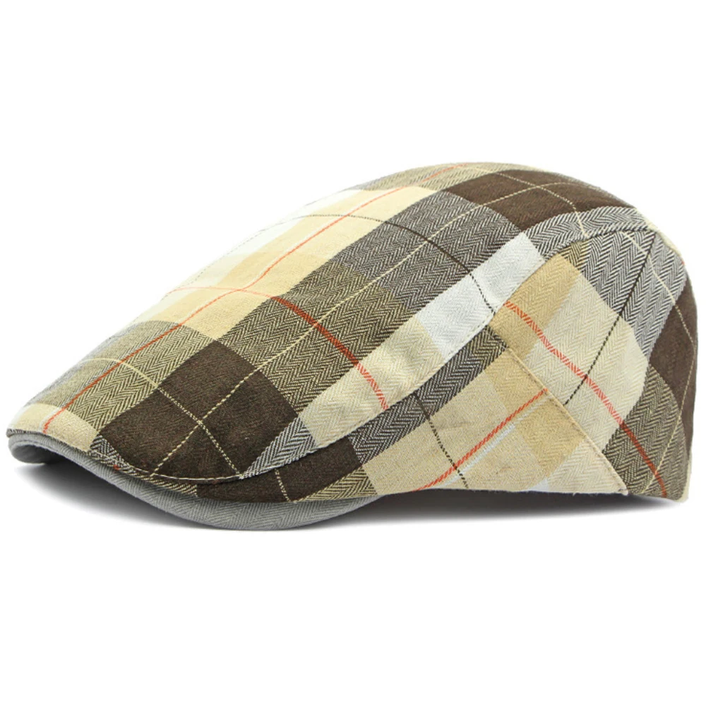 HT4637 Beret Cap Spring Summer Hats for Men Women Cap Plaid Artist Painter Beret Hat Adjustable Ivy Flat Cap Male Female Berets