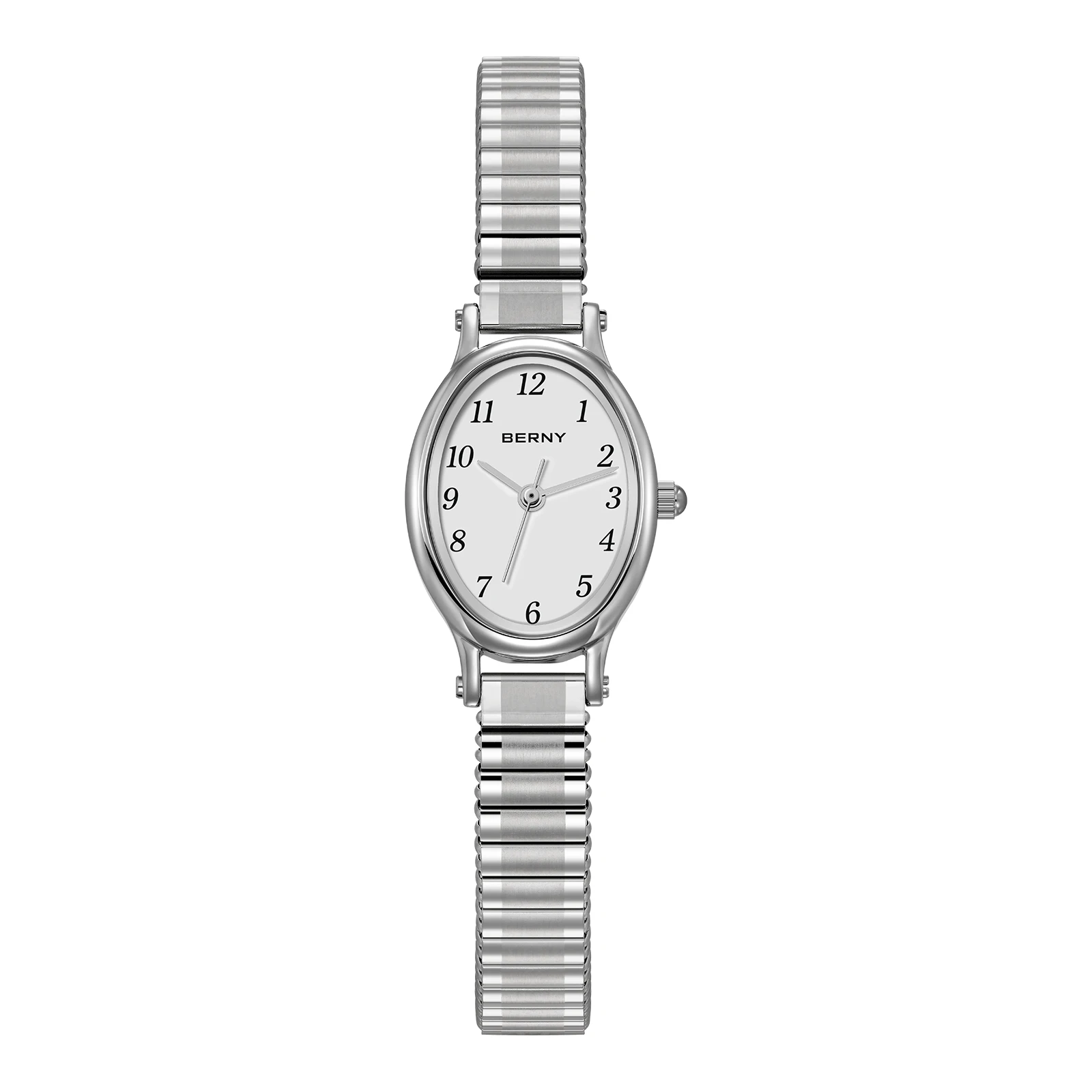BERNY Oval Women's Watch Exquisite Small Dial Fashion Casual Easy Wear Expansion Stretch Bracelet Luxury Gift Watch For Women