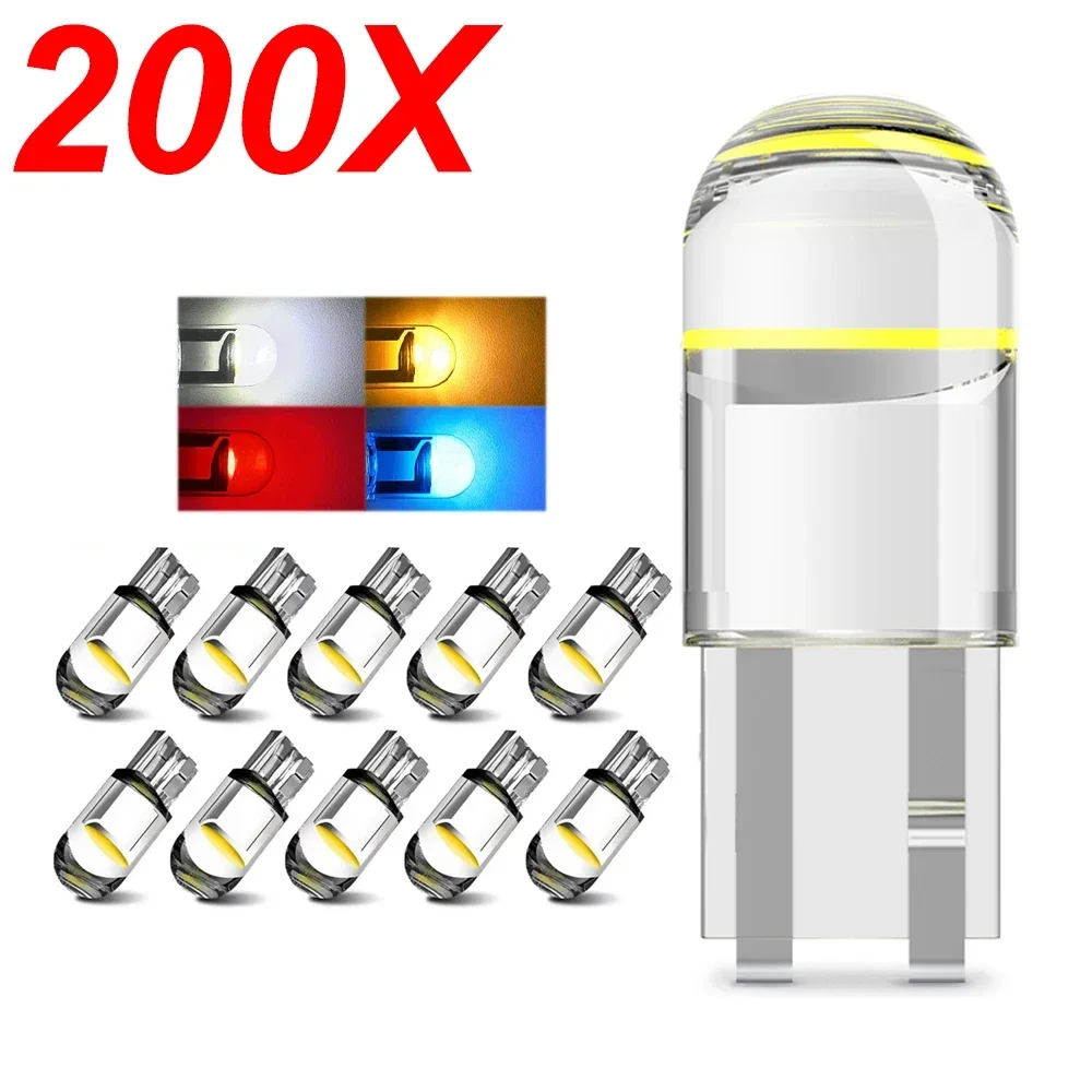 200X Car LED T10 W5W Canbus Glass COB 6000k Reading Dome Lamp Marker Wedge License PlateLight Bulb 168 194 192 White wholesale