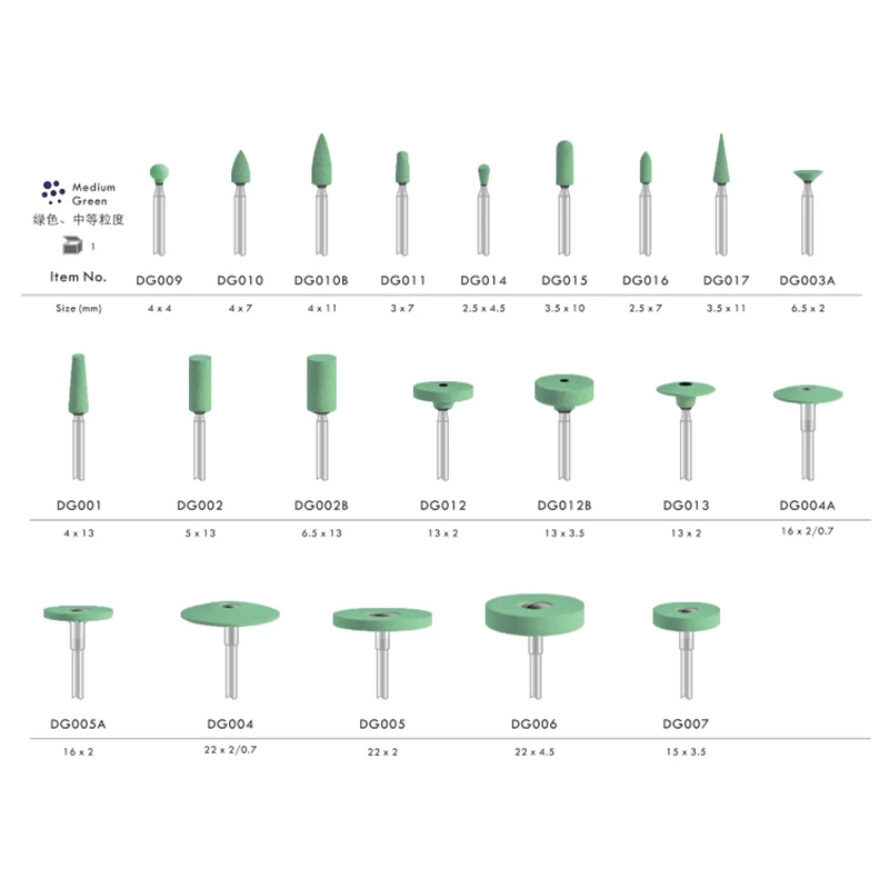 5 piezas de piedras de diamante de fresa dental gruesa mediana para circonita o todas las cerámicas de Color verde