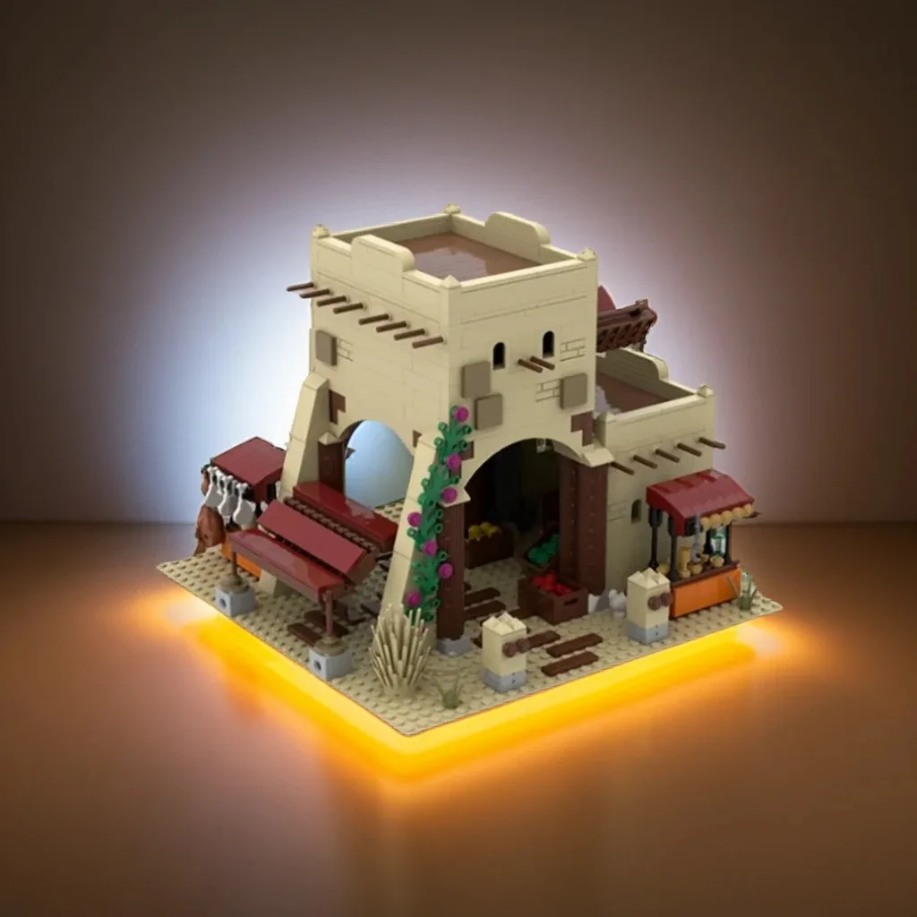 

1094 шт. MOC сцена пустыни модульный рынок пустыни экзотическая архитектура DIY модель строительные блоки игрушки на день рождения подарок