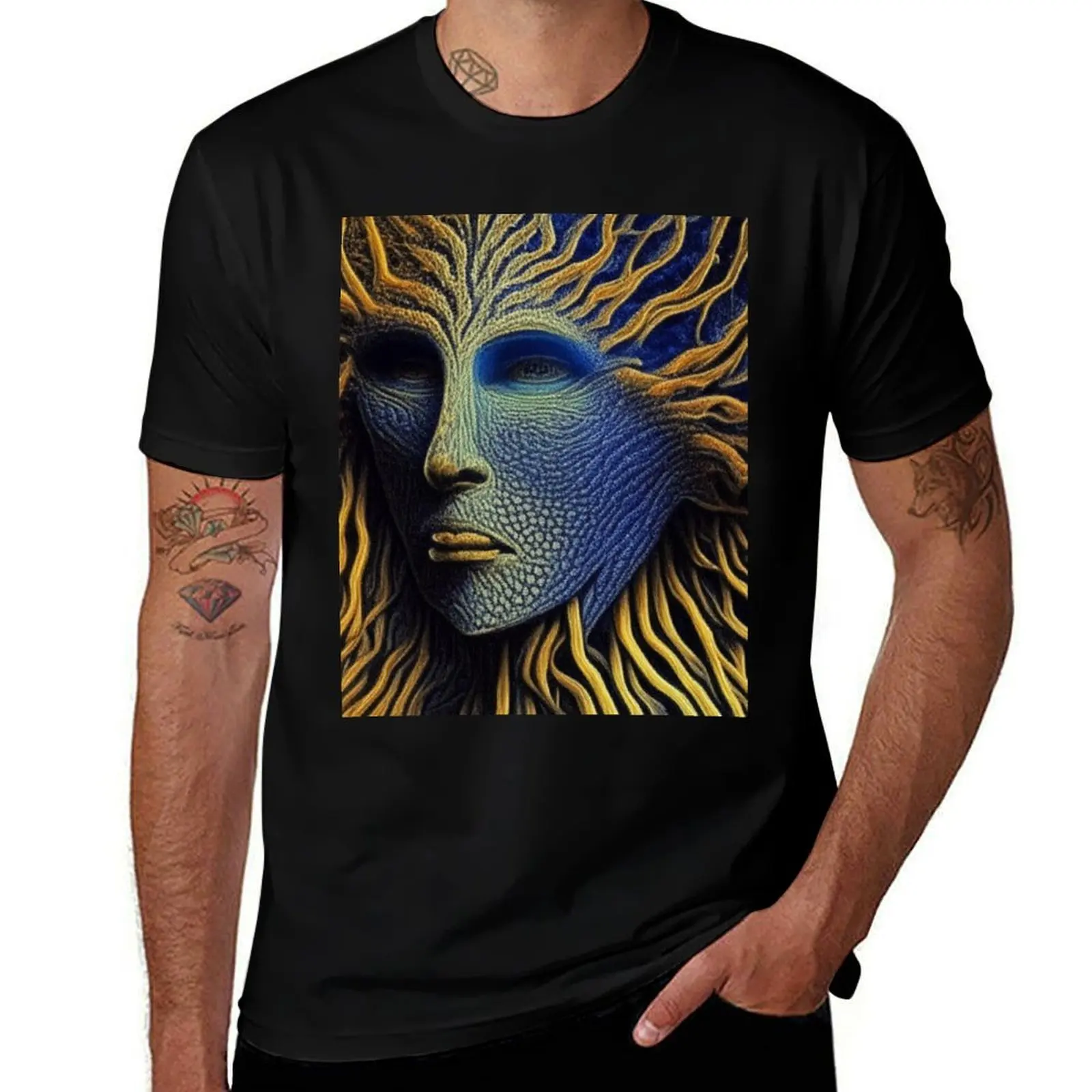 

digital art T-Shirt cotton graphic tees blanks blue lock plus sizes compression shirt men