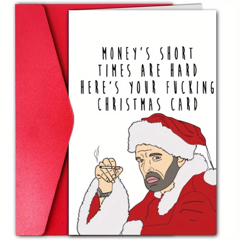 1pc, Christmas card, funny Christmas card, the best gift for family, friends, cute Santa Christmas card