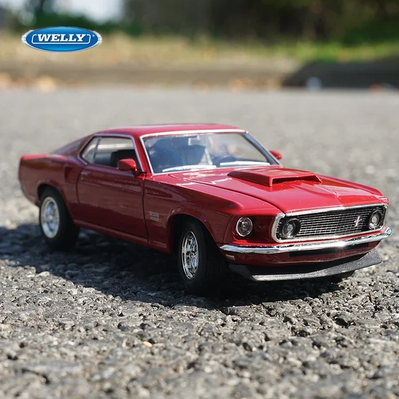 WELLY 1:24 1969 Ford Mustang Boss 429 Alloy Sports Car Model Diecast Metal Toy Classic Car Model High Simulation Childrens Gifts