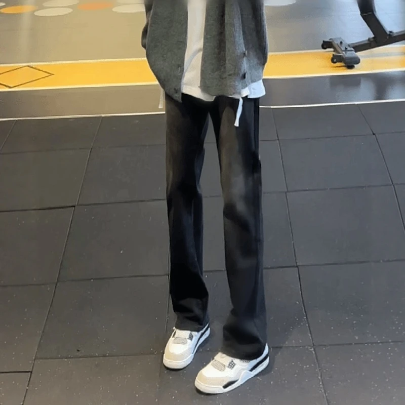 

Retro American Trendy Slim Fit Elastic Straight Leg Micro Flared Jeans Men's Vibe Personali Long Trousers Youth Winter Wear