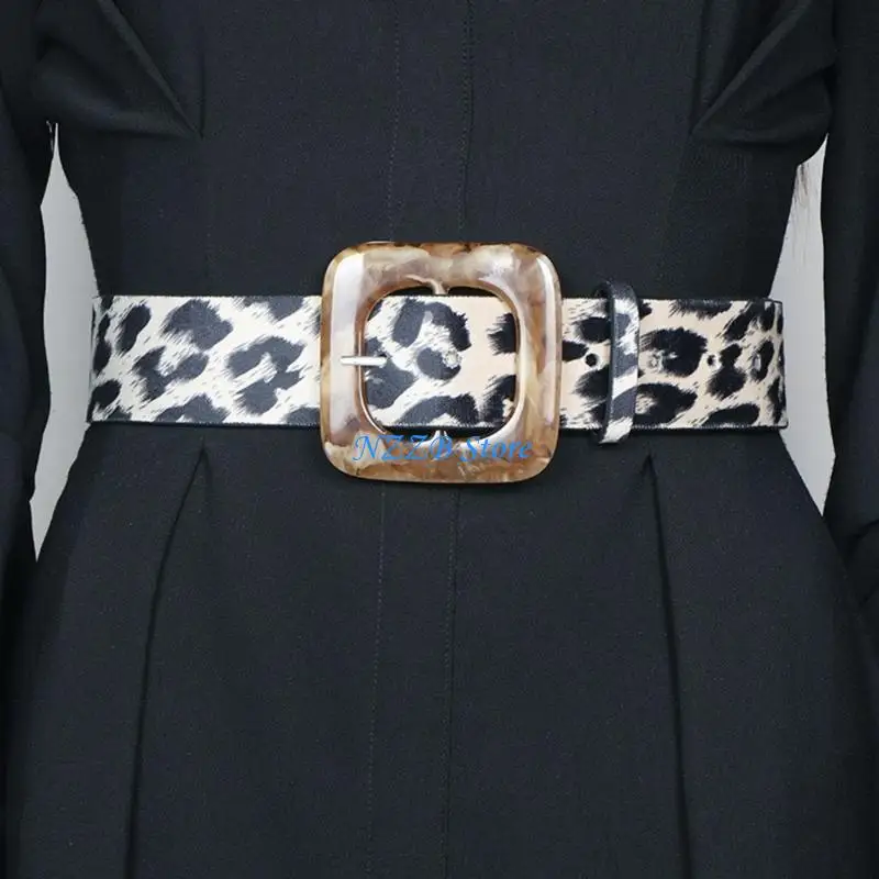 T21F حزام الخصر أنيق فتاة الساخنة ليوبارد طباعة حزام كاوبوي راعية البقر الحزام الكلاسيكي #3