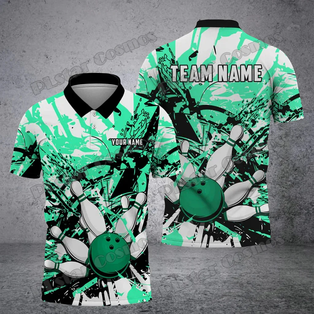 

Bowling & Pins Colorful Silk Thread Multicolor Custom Name 3D Printed Fashion Men's Polo Shirt Summer Unisex Casual Shirt POL237