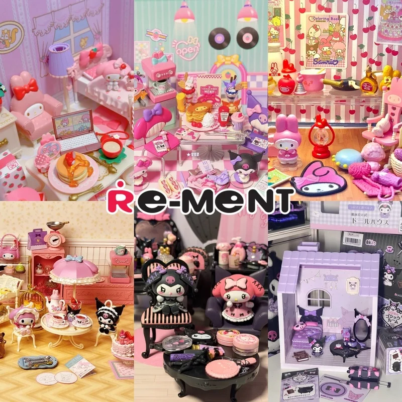 

Re-Ment My Melody'Room Kuromi Action Figures Scene Miniature Model Collectible Models Room Ornament Cute Doll Girl Birthday Gift