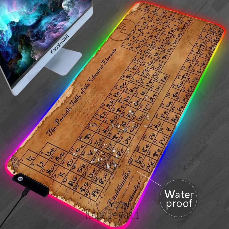 Led Periodiek Systeem Muismat Grande Gaming Muismat Waterdichte Manga Rgb Gamer Muismat Toetsenbordpads Xxl 900X400Mm Muismatten