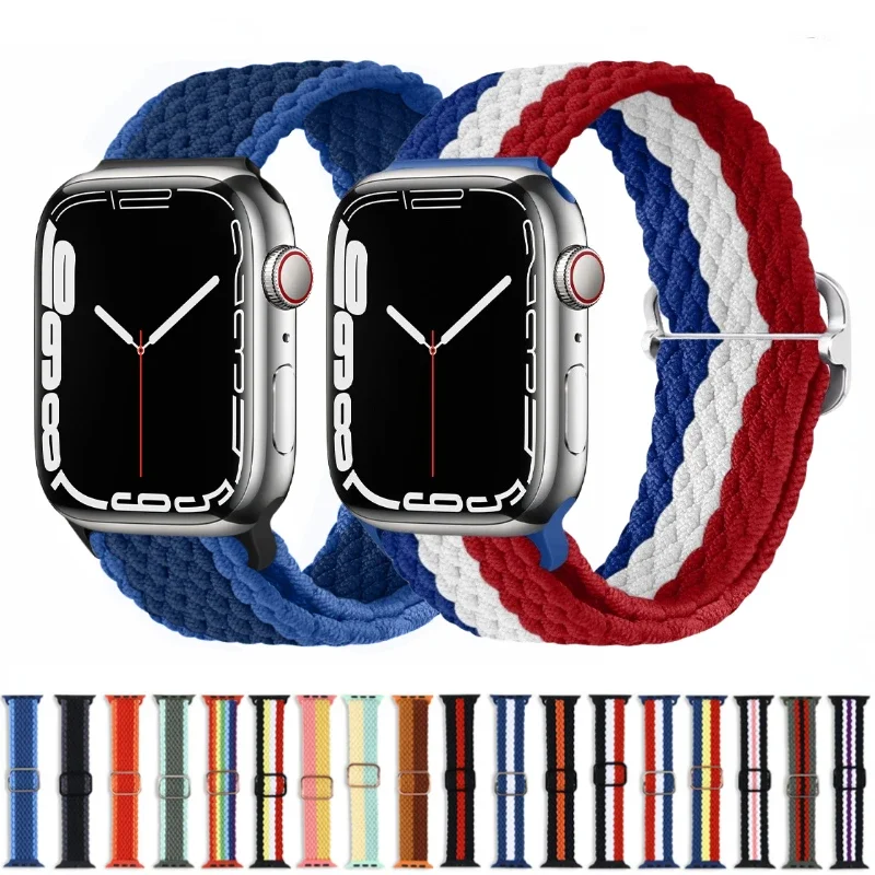 

Nylon Loop Strap for Apple Watch Ultra 49mm 10 9 8 7 46mm 45mm 41mm Elastic Braided Wristband 6 5 4 3 SE 44mm 42mm 40mm Correa