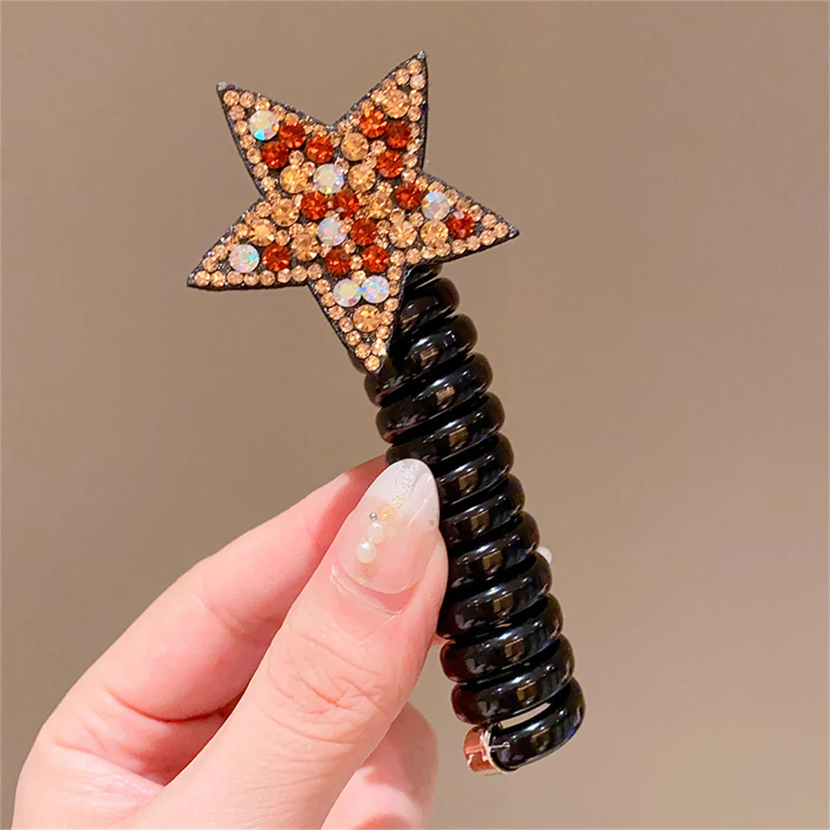 1Pcs Rhinestone Star Hair Tie Ponytail High Elastic Durable Scrunchies Hair Bands for Girl Korean Hair Ropes Bands image 5