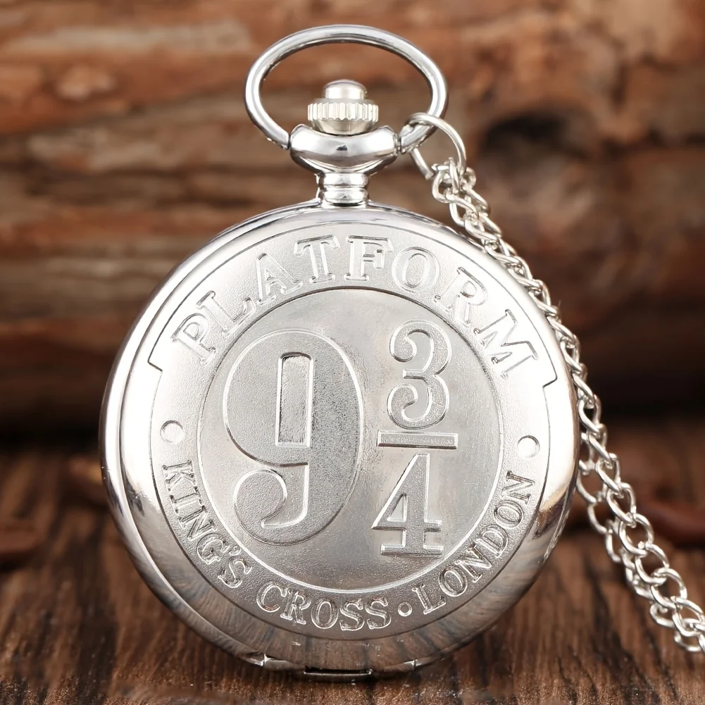 ساعة جيب كوارتز كبيرة كلاسيكية، ساعة جيب برونزية عصرية، ساعة جيب كوارتز قابلة للطي بمنصة 9 3/4 #3