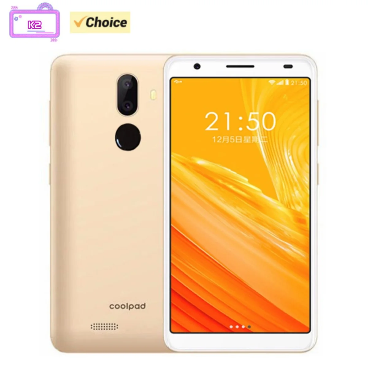 Coolpad K2 Quad Core 5.45 \'\'LTE 4G สมาร์ทโฟน2GB RAM 16GB 5MP รอม/13MP กล้องคู่พร้อมลายนิ้วมือแอนดรอยด์7.0โทรศัพท์มือถือ