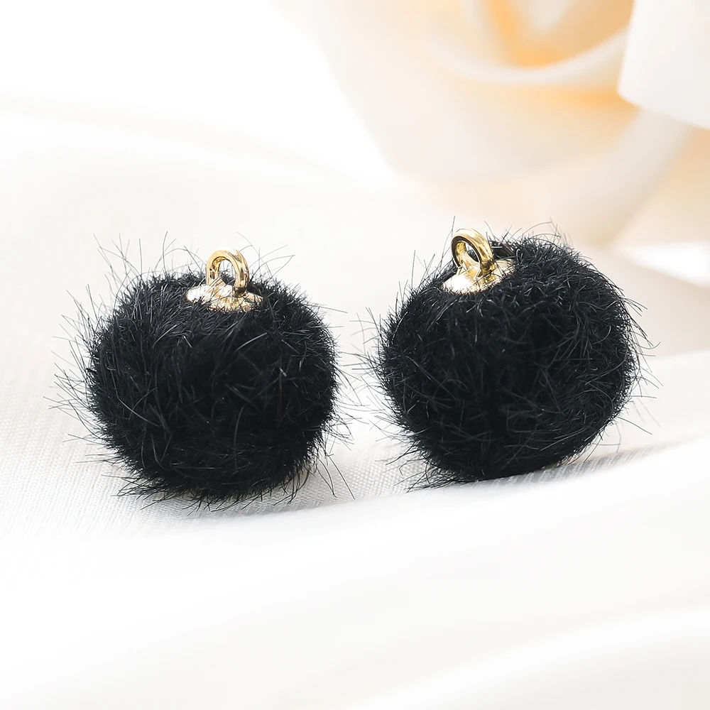 10 stuks pluche bont bedekt bal kralen bedels pompom kralen hanger voor DIY ketting oorbel armband hanger sieraden maken benodigdheden