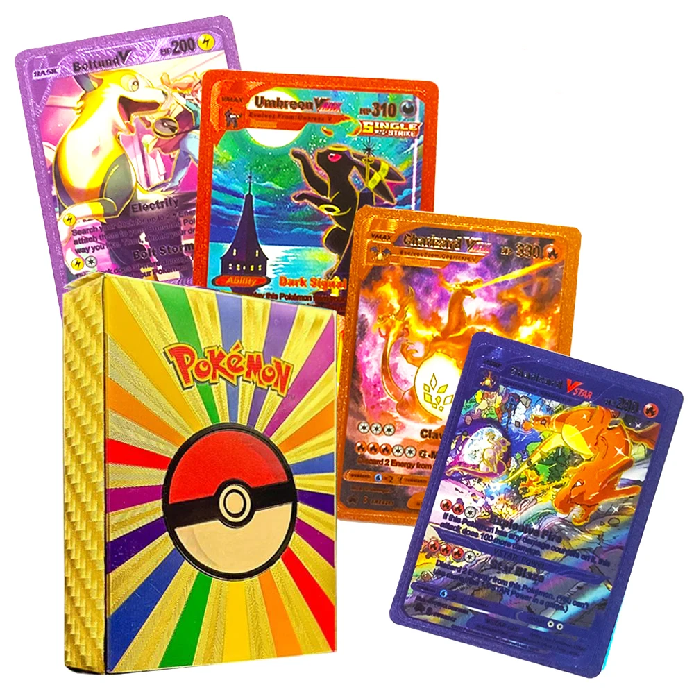 110-11PCS Pokemon Colorful Gold Foil Diamond 3D Card Charizard Pikachu Arceus Silver Rainbow English Spanish VSTAR VMAX Cards