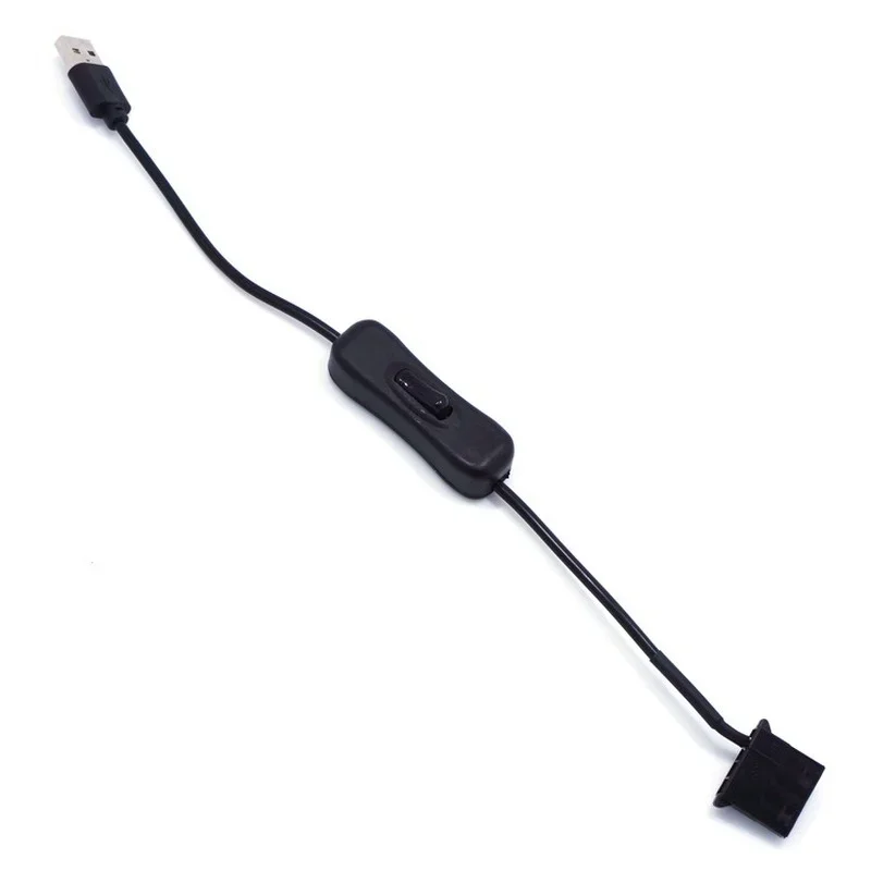 High Quality 1 To 1 2 USB To 3-Pin / 4-Pin PWM 5V USB Sleeved Fan Power Adapter Connector Cable with ON Off Switch