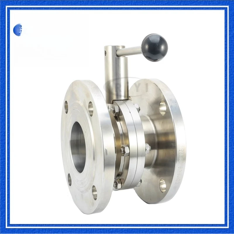 Manual Stainless Steel Flange Butterfly Valve Food Grade Round Disc Valve Turbine Valve DN50 DN65