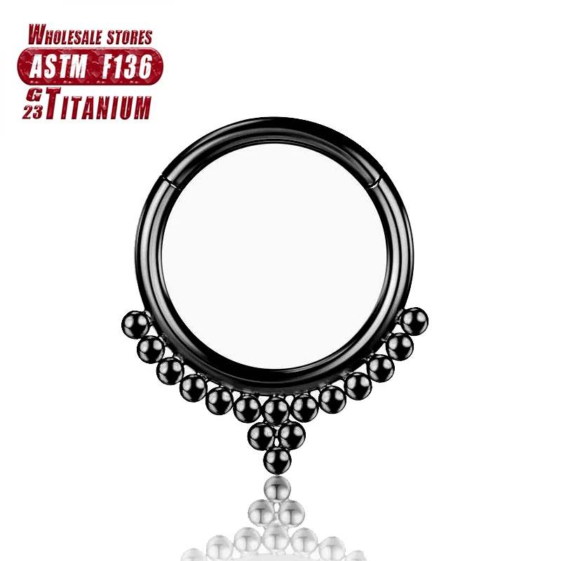 F136 Titan Piercing Schwarzer Nasenring Implantatqualität Scharnier Seamles Ohrring Clicker Knorpel Septum Daith Tragus Schmuck Geschenk – Detail 19