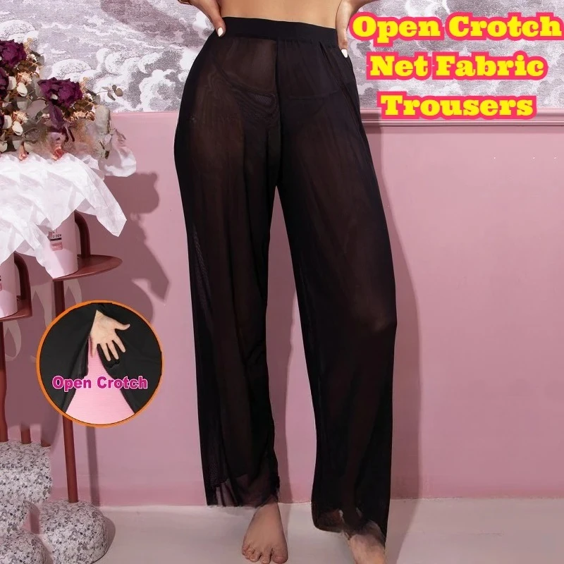 

Женские прозрачные сетчатые брюки с открытой промежностью, сексуальное прозрачное нижнее белье, длинные брюки в стиле бикини с крестом, новая мода, соблазнительные прозрачные