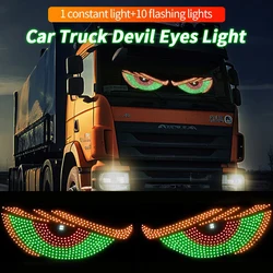 2PCS 24V 12V USB LED Devil Eye Dynamic Big Devil Eyes Light for Cars Programmable Window Screen LED Display Multi-Mode for Truck