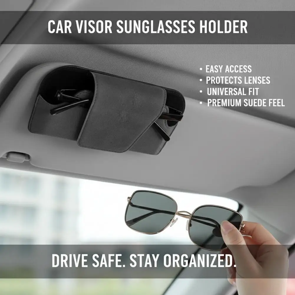 Car Sun Visor Glasses Clip Suede Anti-scratch Sunglasses Holder No Noise Universal Auto Interior Eyeglasses Storage Organizer