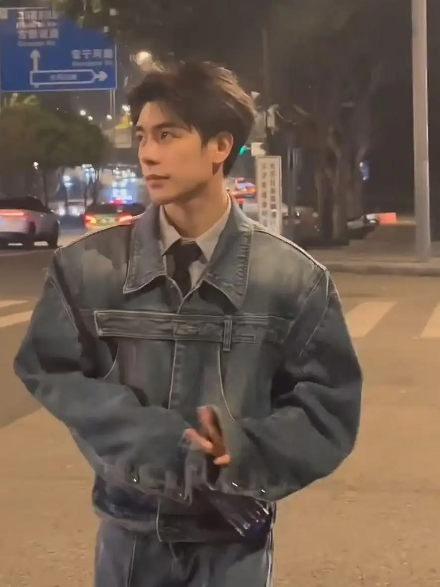 

ort Blue Denim Jaet, весенне-осенний мужской отложной воротник, дизайн Cool Street Sle Jaet, модный ветрозащитный обычный све