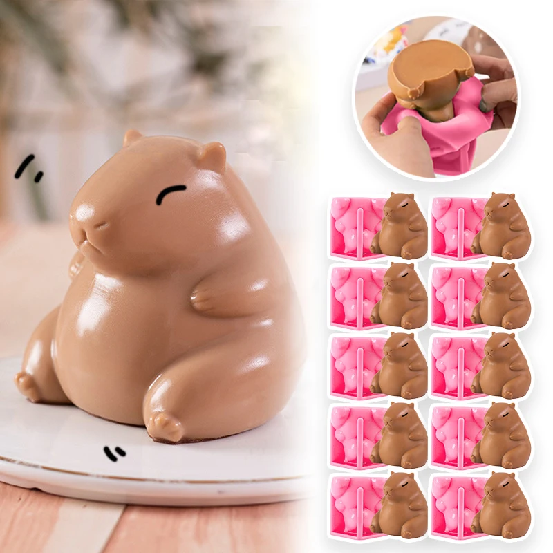 1-10PCS Reusable Silicone Jelly Molds 3D Capybara Design Food Safe Pudding Moulds for DIY Milk Jelly Baking Accessories