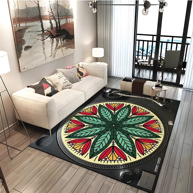 

3D Printing Carpet Disc Player Large Area Rugs Home for Living Room Kids Bedroom Sofa Doormat Decor Children's Non-slip Floor