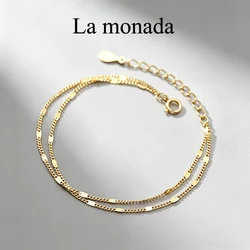 La Monada Bracelets For Women Silver 925 Sterling On Hand Minimalist Double Layer Chain Fine Silver 925 Jewelry Bracelet Woman
