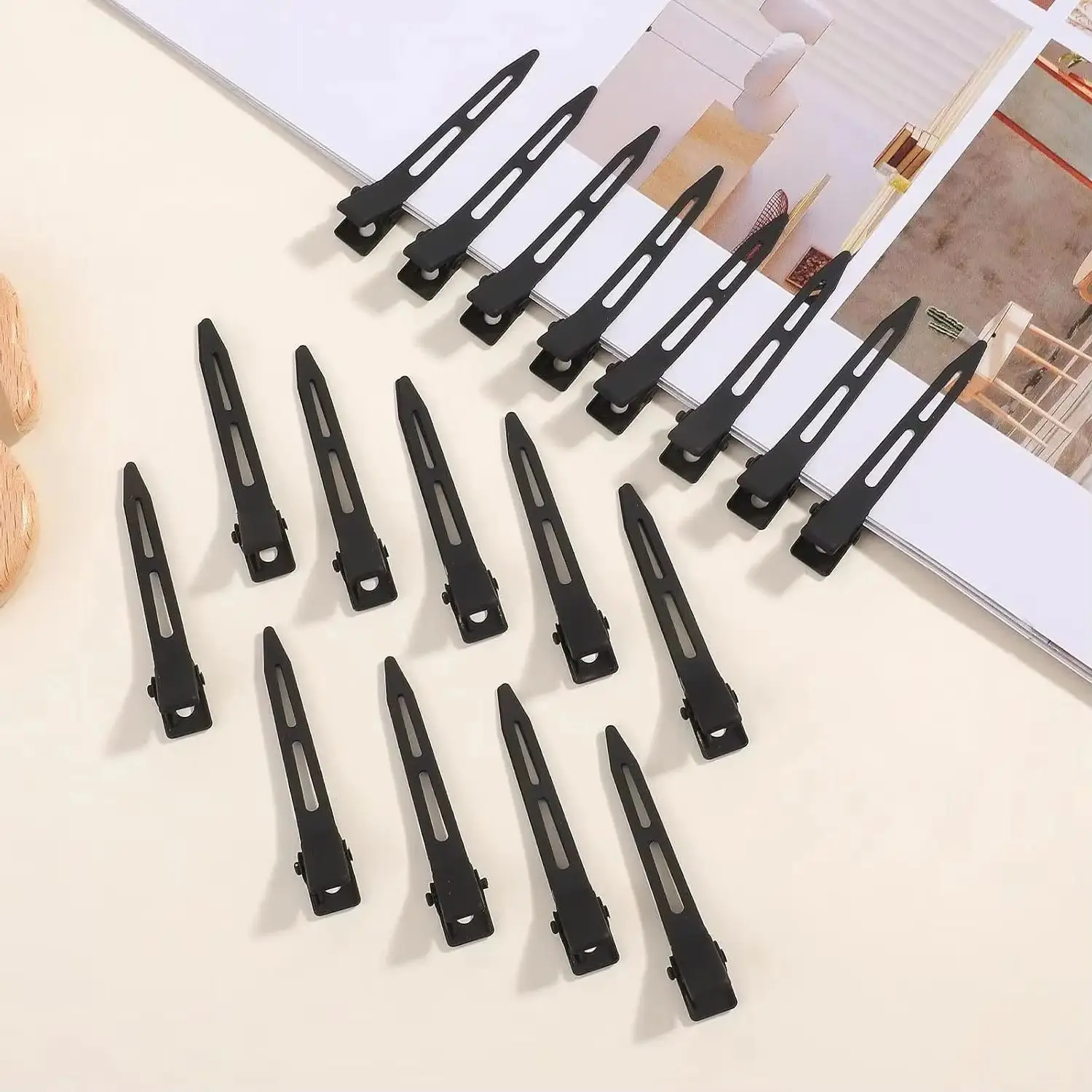 ヘアワント-50個入り-マットメタルヘアクリップ-ダックビルヘアクリップ-スタイリングセクショニング用-アリゲーターカールクリップ-美容師用ツール